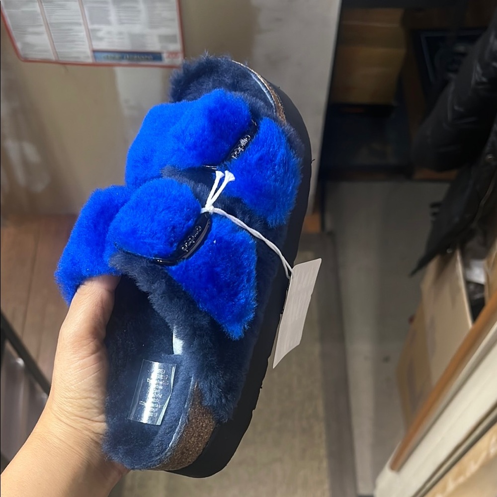 Blue Furry Sandals